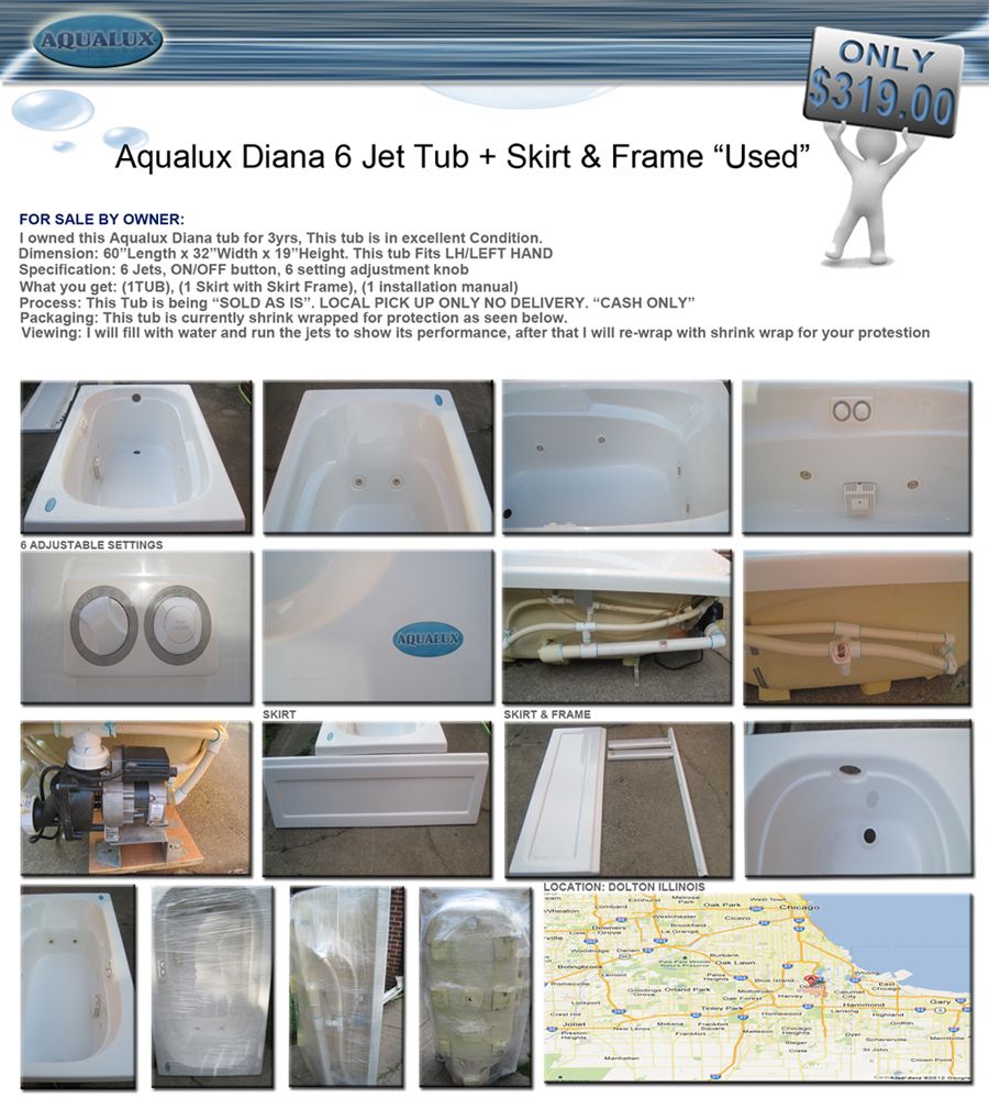 Aqualux Diana Whirlpool Tub 6 Jets 60"x32"x19" Photo by MJTSHIRT